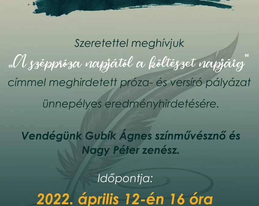 Vers- és prózaíró verseny eredményhirdetése