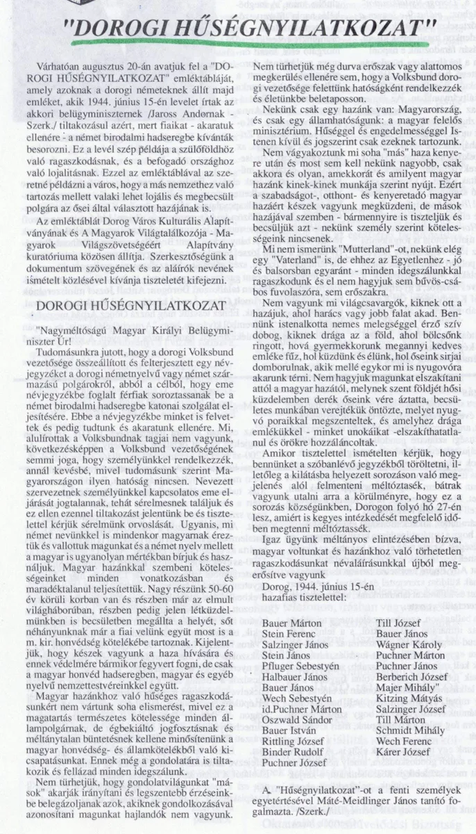 Dorogi hűségnyilatkozat