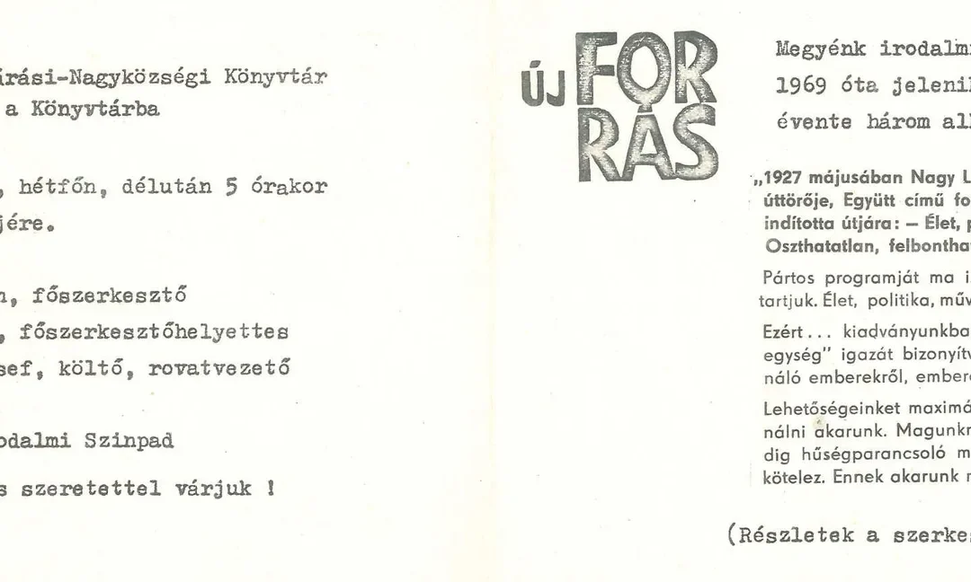 Új Forrás estek